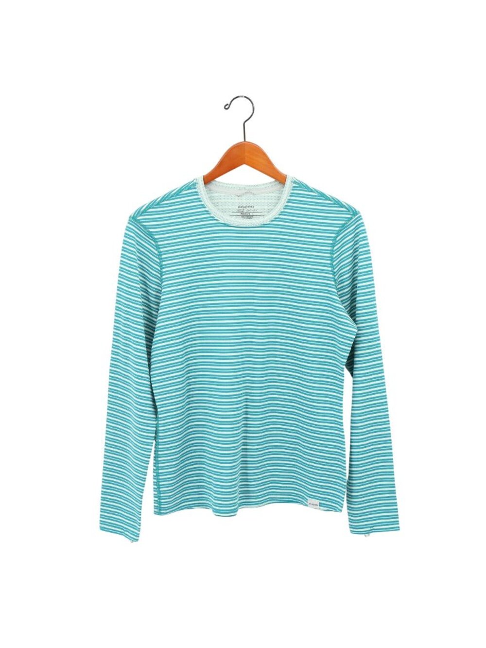 Patagonia Capilene 3 Midweight Base Layer PolarTec Crew Neck Top Teal Stripe L